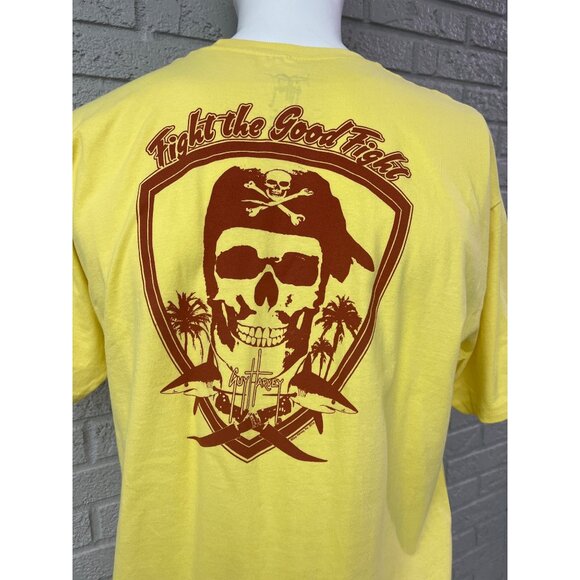 Guy Harvey Men Yellow Classic Fit Short Sleeve Graphic T-Shirt Size L - Picture 4 of 8
